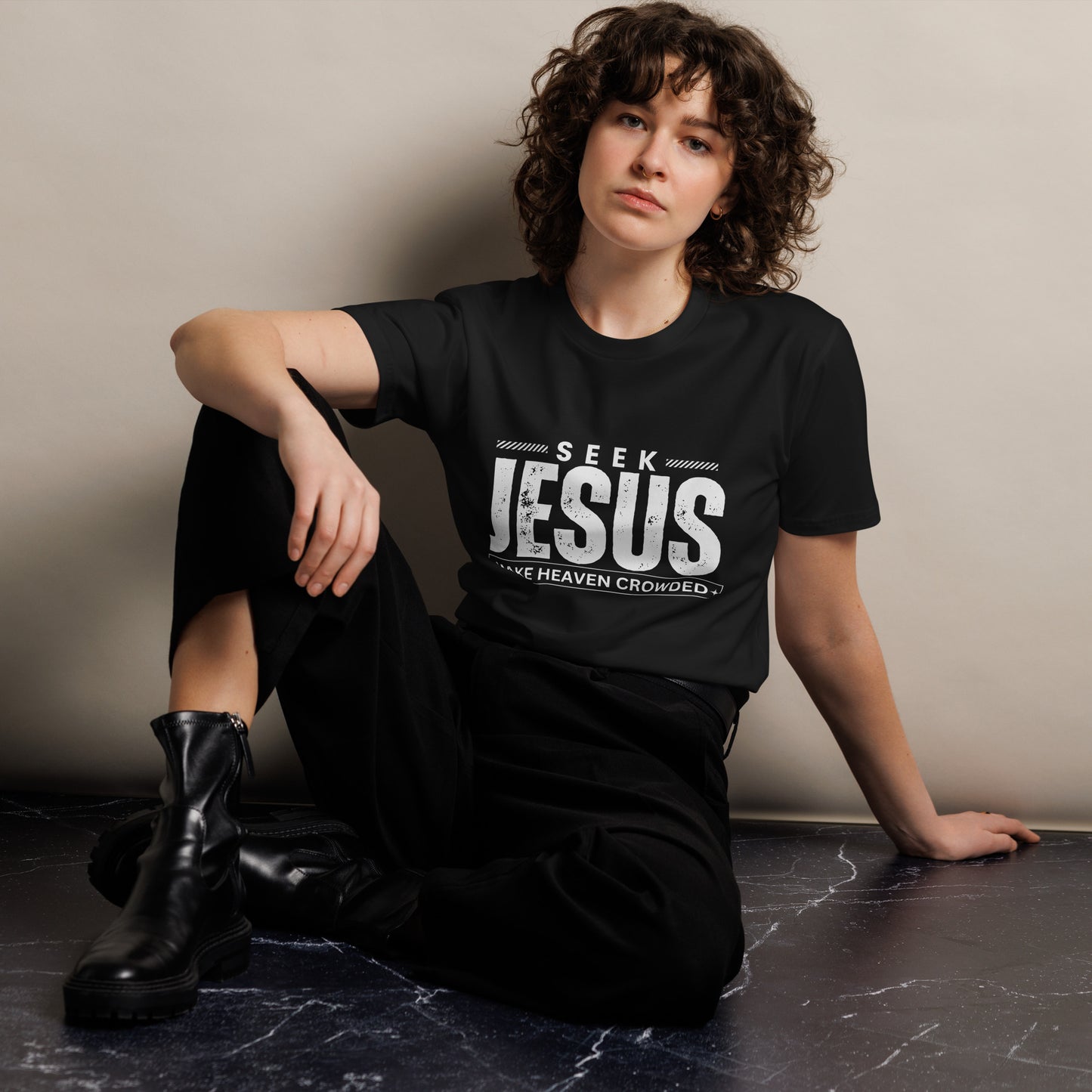 Seek Jesus Make Heaven Crowded Unisex premium t-shirt