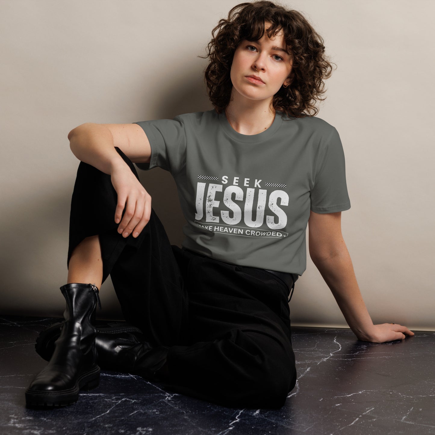 Seek Jesus Make Heaven Crowded Unisex premium t-shirt